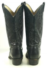 Justin Black Leather Cowboy Western Boots Vintage US Made Boho Women