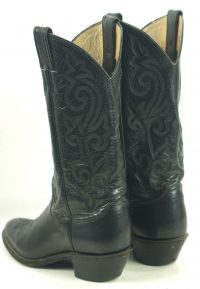 Justin Black Leather Cowboy Western Boots Vintage US Made Boho Women
