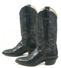 Justin Black Leather Cowboy Western Boots Vintage US Made Boho Women