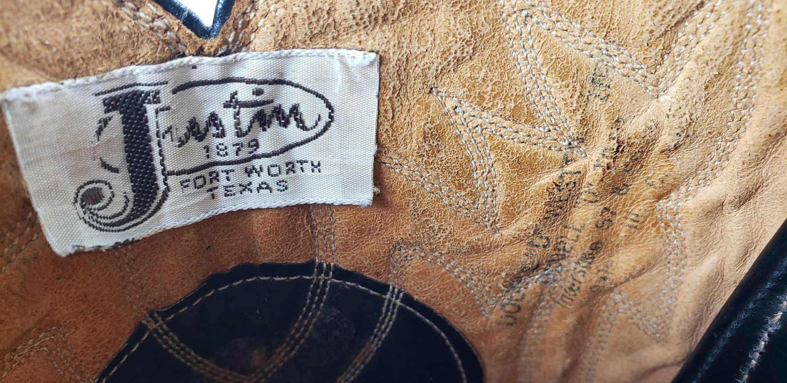 Justin Ft Worth Black Cowboy Boots Pointy Toe Vintage 70s US Made Men