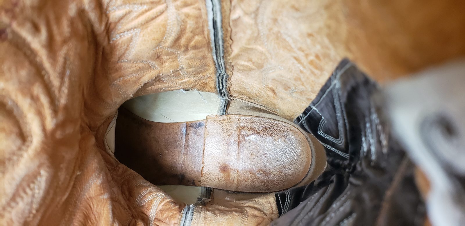 Justin Ft Worth Black Cowboy Boots Pointy Toe Vintage 70s US Made Men