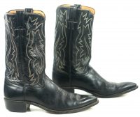 Justin Ft Worth Black Cowboy Boots Pointy Toe Vintage 70s US Made Men