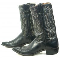 Justin Ft Worth Black Cowboy Boots Pointy Toe Vintage 70s US Made Men