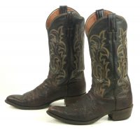 Justin Ft Worth Dark Brown Cowboy Western Boots Vintage Texas USA Made Men