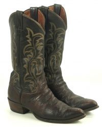 Justin Ft Worth Dark Brown Cowboy Western Boots Vintage Texas USA Made Men