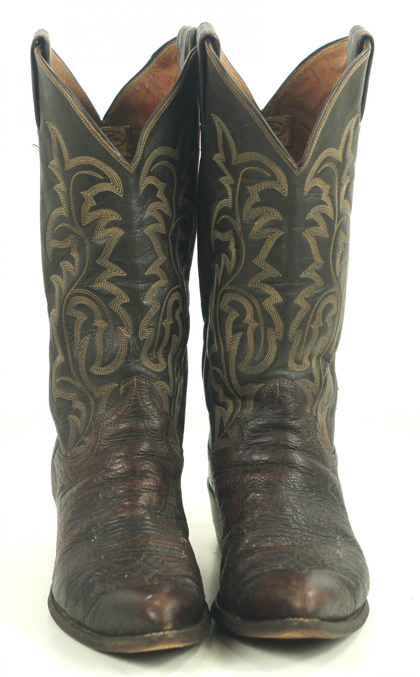 Justin Ft Worth Dark Brown Cowboy Western Boots Vintage Texas USA Made Men