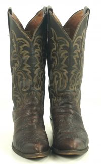 Justin Ft Worth Dark Brown Cowboy Western Boots Vintage Texas USA Made Men