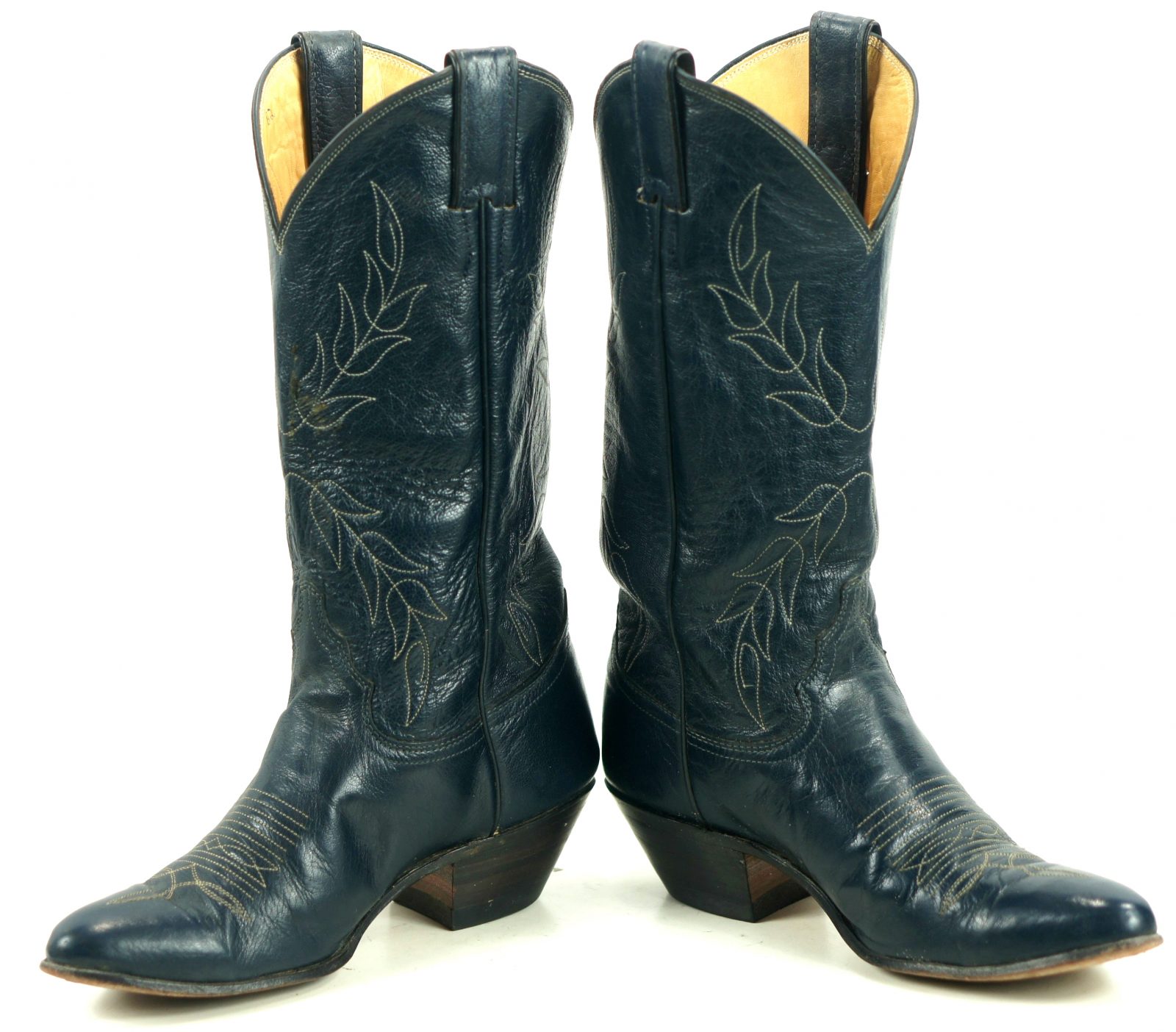 Justin Royal Blue Leather Cowboy Western Cowgirl Boots Vintage Boho Women