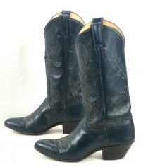 Justin Royal Blue Leather Cowboy Western Cowgirl Boots Vintage Boho Women