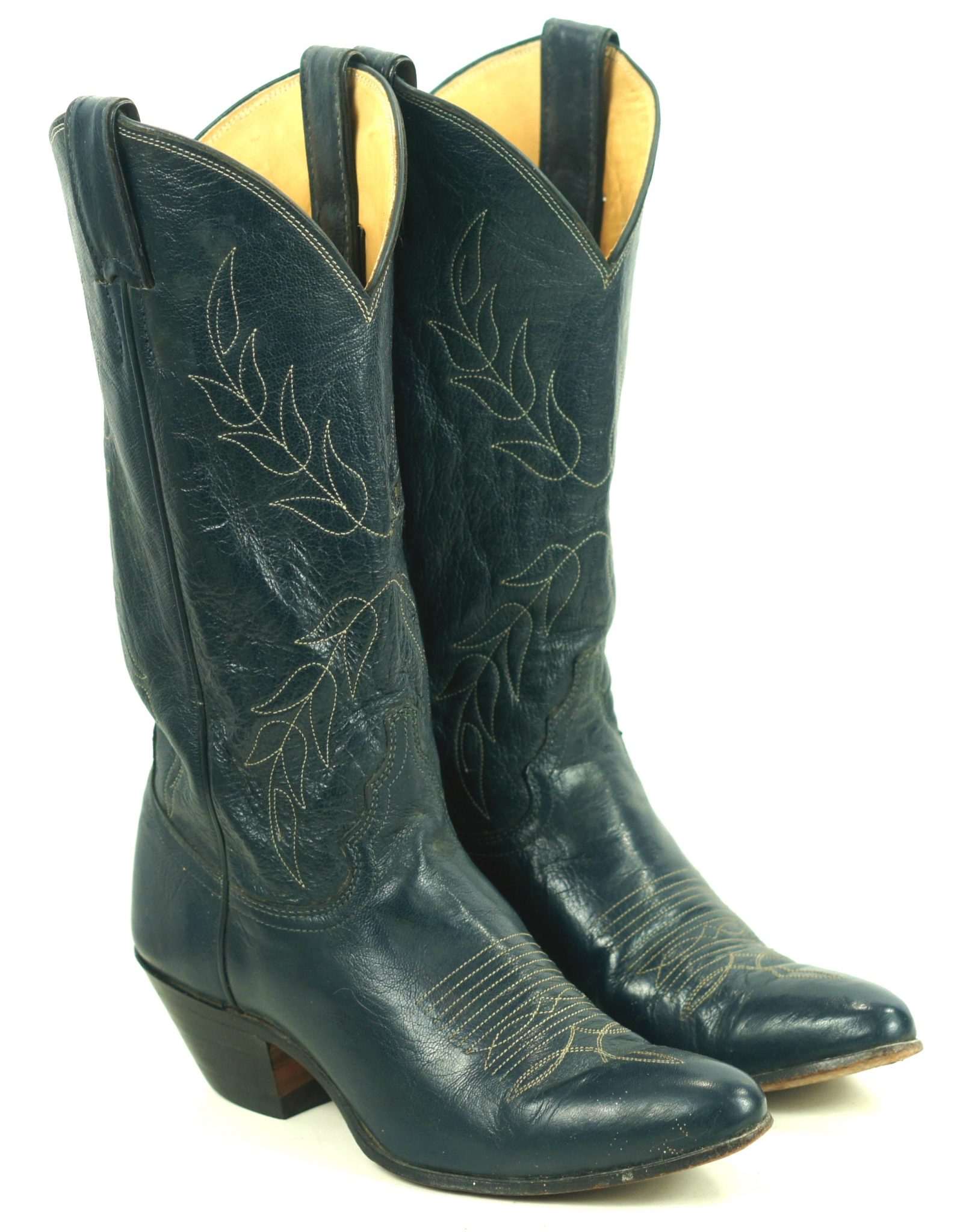 Justin Royal Blue Leather Cowboy Western Cowgirl Boots Vintage Boho Women