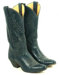 Justin Royal Blue Leather Cowboy Western Cowgirl Boots Vintage Boho Women