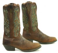 Justin Stampede L2552 Brown Leather Cowboy Western Boots 6-Row Stitch Womens (11)