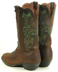 Justin Stampede L2552 Brown Leather Cowboy Western Boots 6-Row Stitch Womens (2)