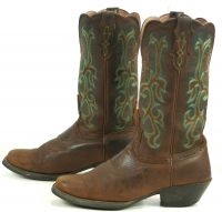 Justin Stampede L2552 Brown Leather Cowboy Western Boots 6-Row Stitch Womens (3)
