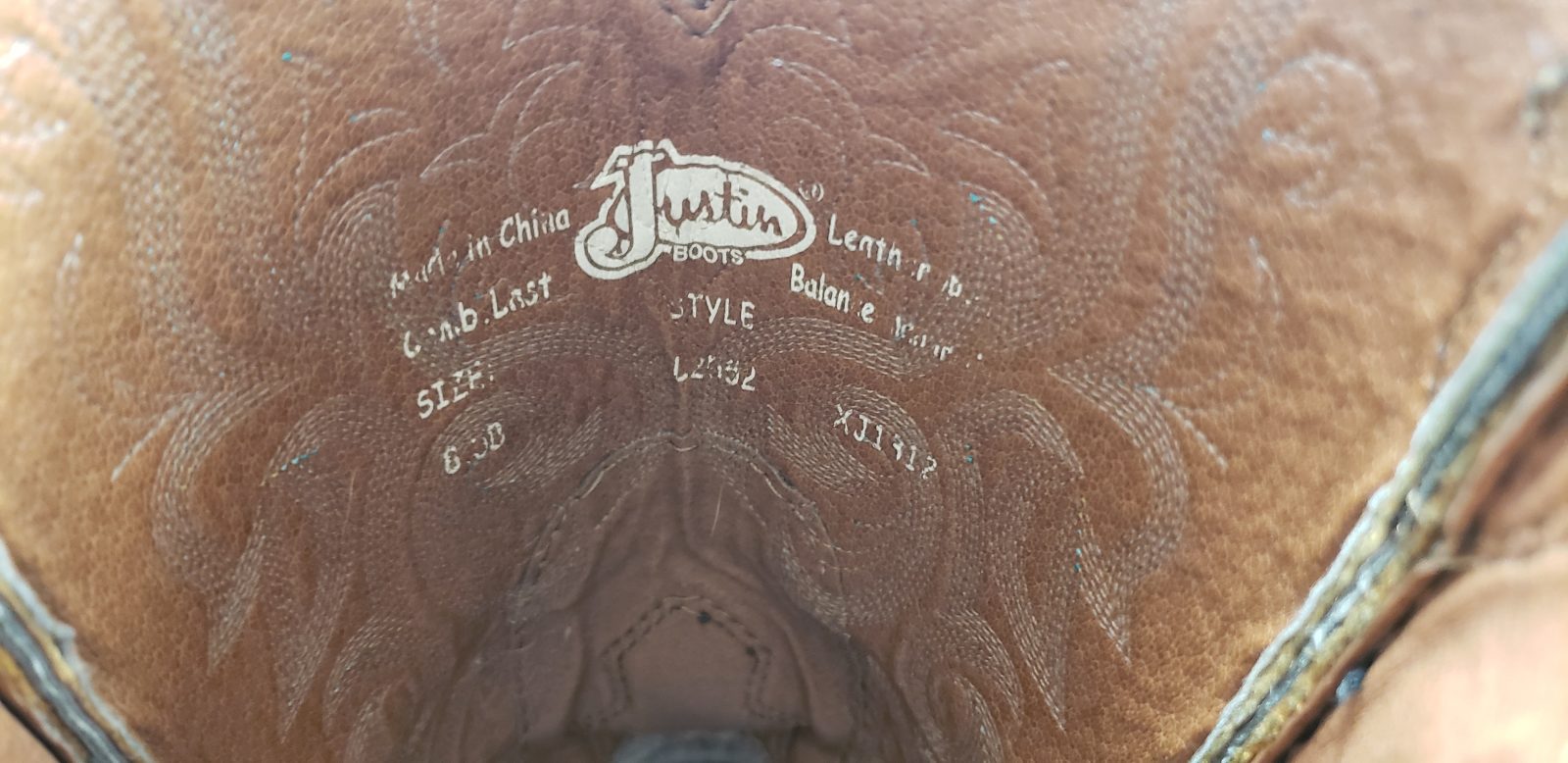 Justin Stampede L2552 Brown Leather Cowboy Western Boots 6-Row Stitch Womens (7)