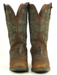 Justin Stampede L2552 Brown Leather Cowboy Western Boots 6-Row Stitch Womens (9)