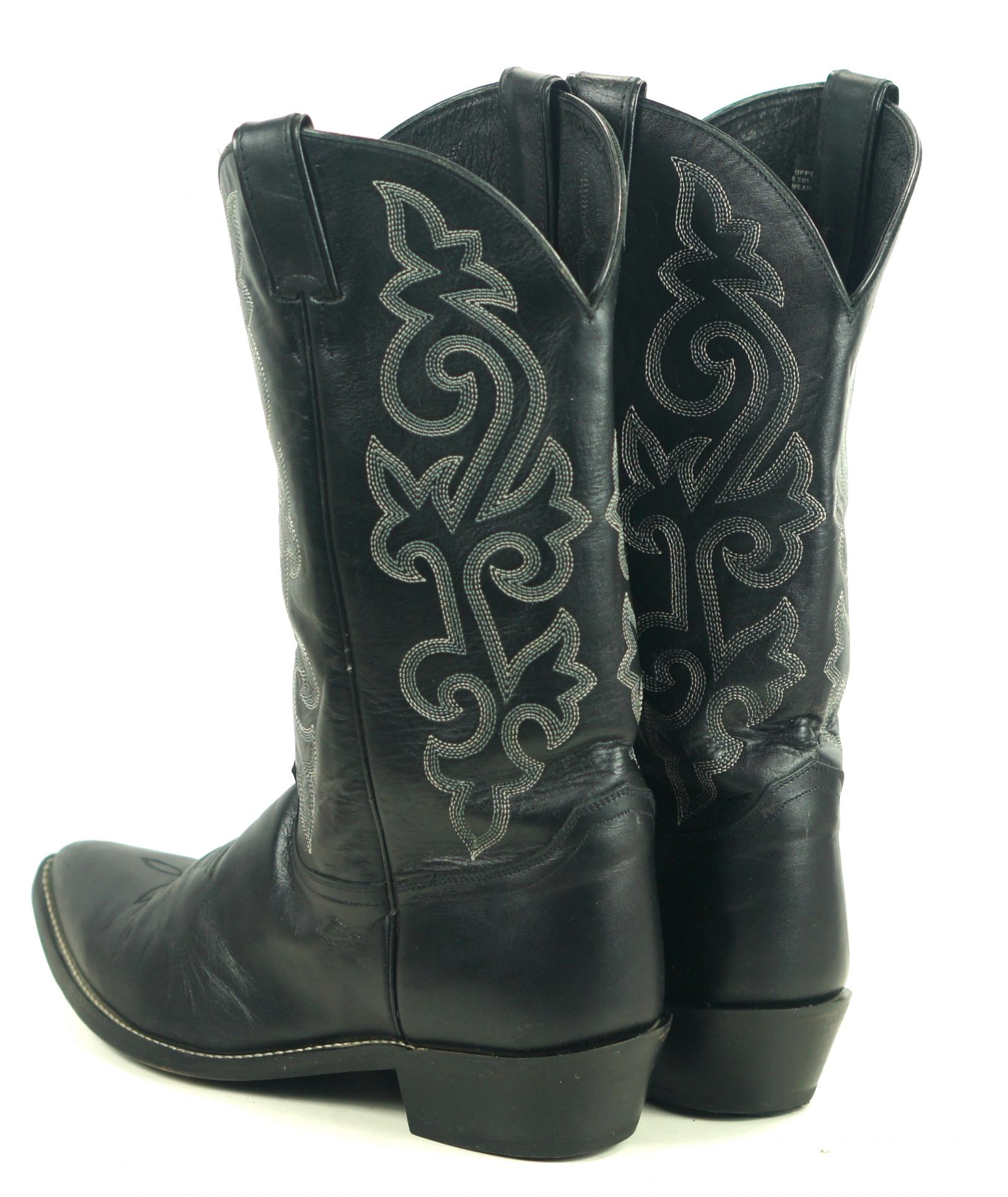 Justin Wicked Black Leather Western Cowboy Boots Pointy Toe Mexico Men