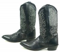 Justin Wicked Black Leather Western Cowboy Boots Pointy Toe Mexico Men