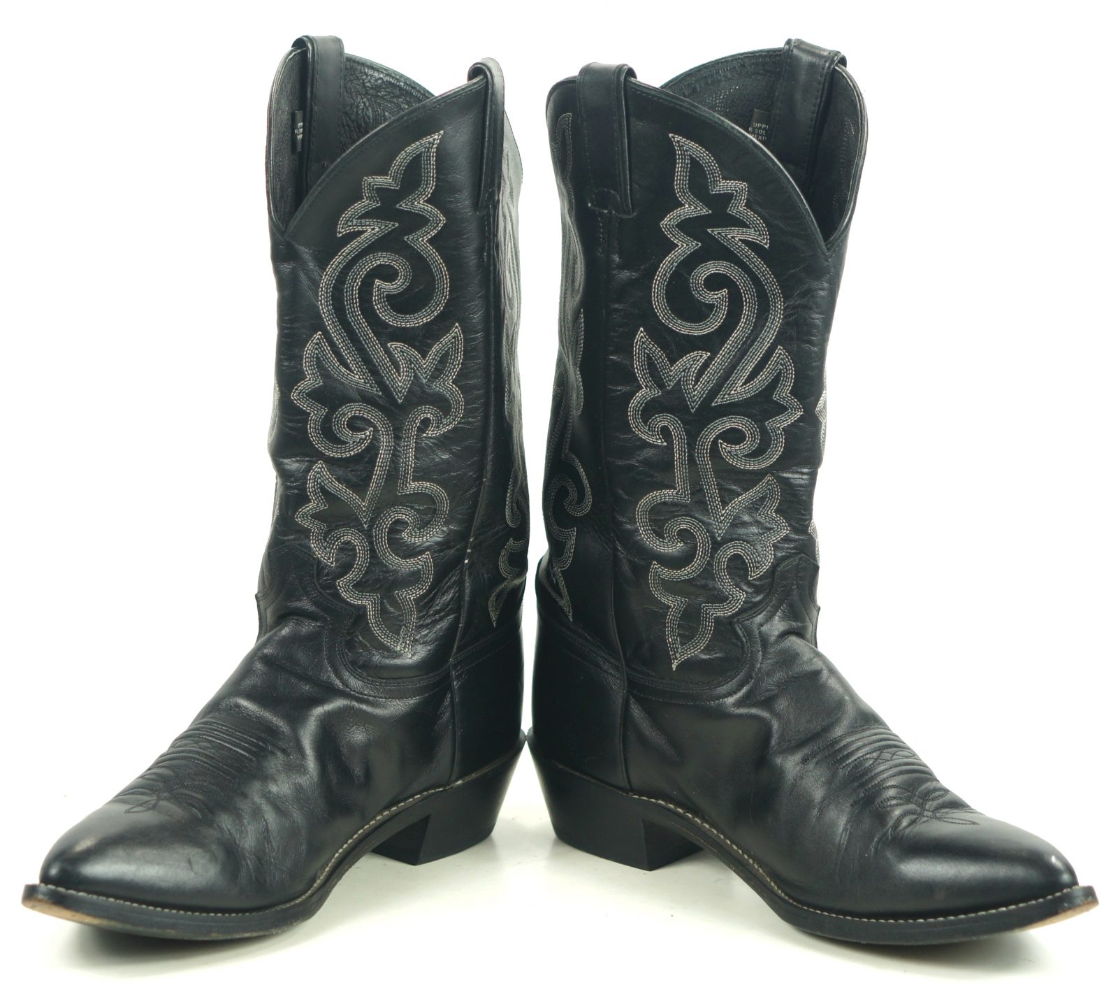 Justin Wicked Black Leather Western Cowboy Boots Pointy Toe Mexico Men