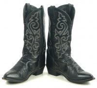 Justin Wicked Black Leather Western Cowboy Boots Pointy Toe Mexico Men