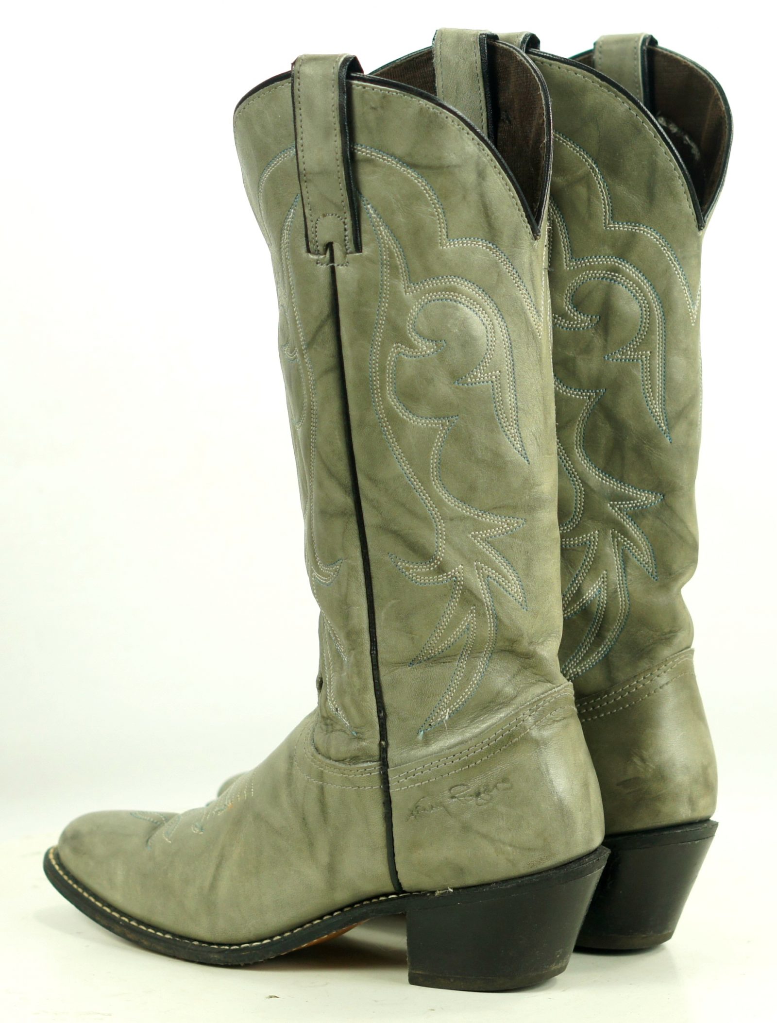 Kenny Rogers Marbled Gray Leather Cowboy Western Boots Vintage US Made Women