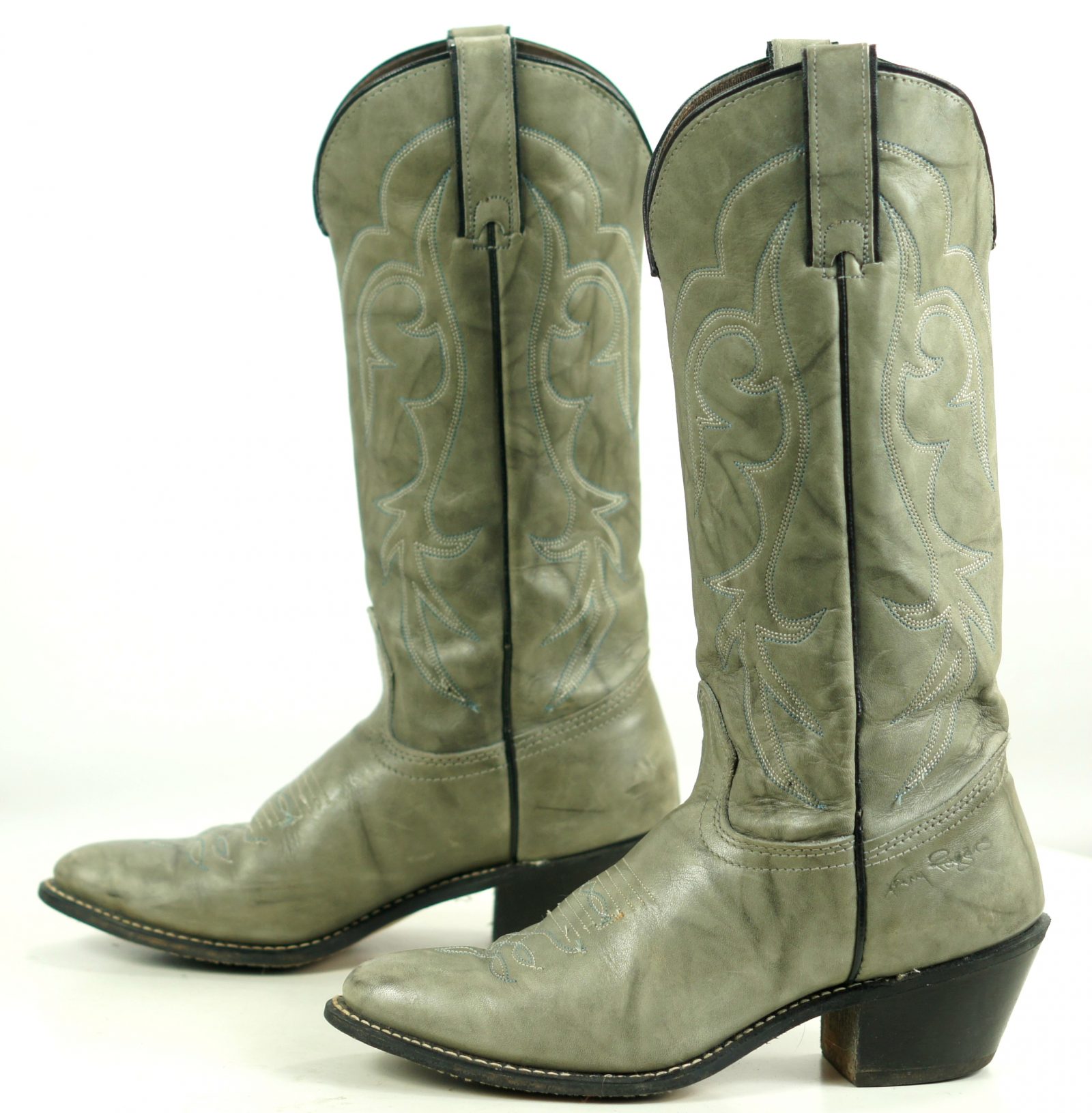 Kenny Rogers Marbled Gray Leather Cowboy Western Boots Vintage US Made Women
