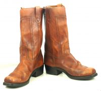 Landis Distressed Brown Biker Boots Square Toe Vintage Biltrite Soles Men