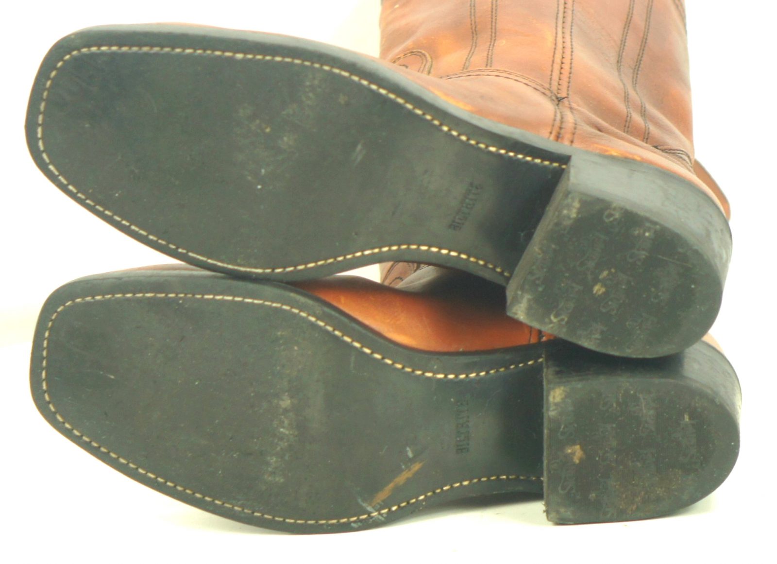 Landis Distressed Brown Biker Boots Square Toe Vintage Biltrite Soles Men