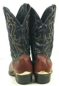 Laredo Black Brown Leather Cowboy Western Boots Tips Vintage US Made Men