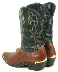 Laredo Black Brown Leather Cowboy Western Boots Tips Vintage US Made Men