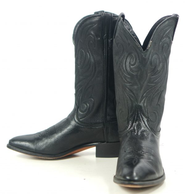 Laredo Black Leather Cowboy Western Riding Boots Vintage US Made Men