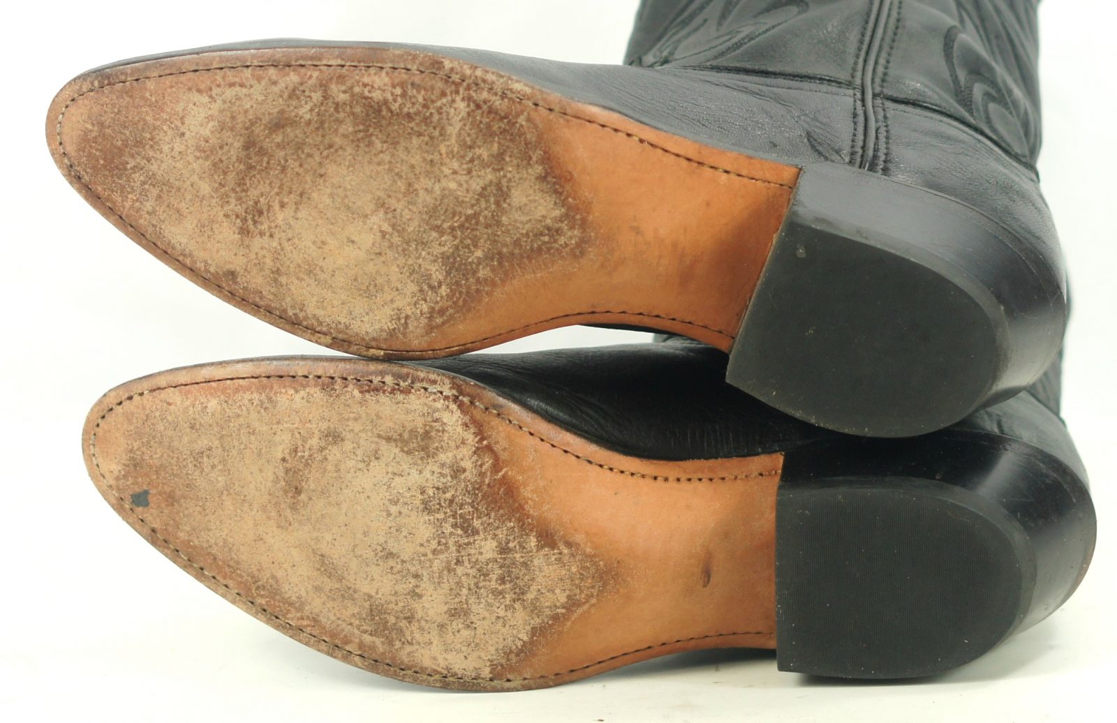 Laredo Black Leather Cowboy Western Riding Boots Vintage US Made Men