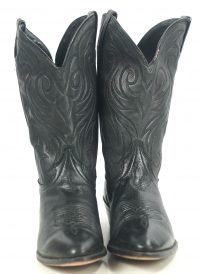 Laredo Black Leather Cowboy Western Riding Boots Vintage US Made Men