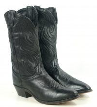 Laredo Black Leather Cowboy Western Riding Boots Vintage US Made Men