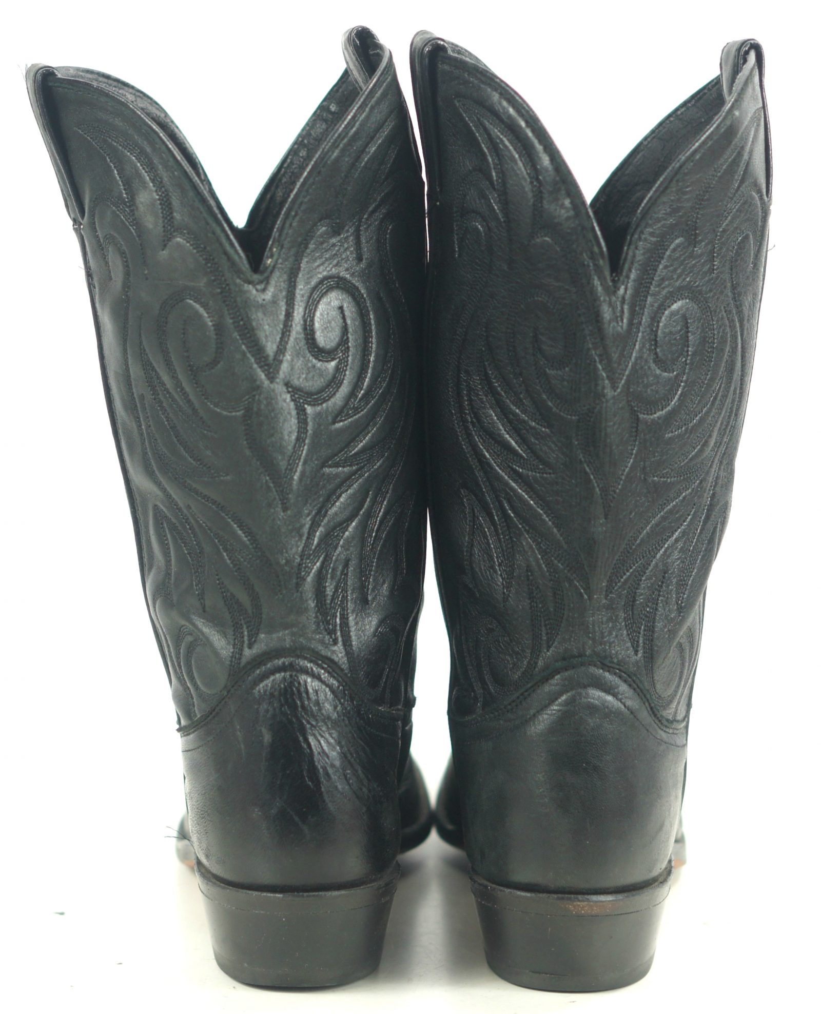 Laredo Black Leather Cowboy Western Riding Boots Vintage US Made Men