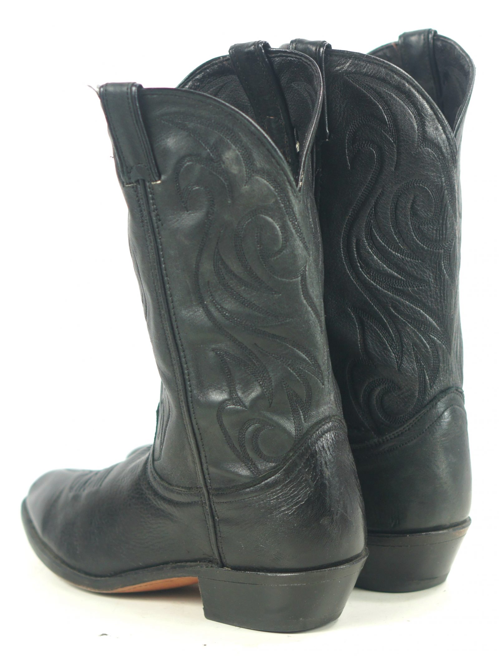 Laredo Black Leather Cowboy Western Riding Boots Vintage US Made Men