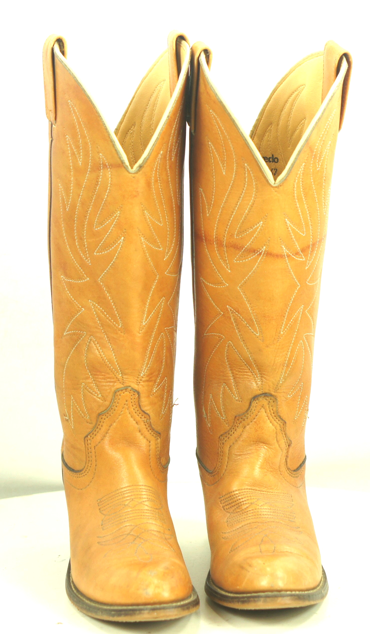 Laredo Tall Caramel Brown Leather Western Cowboy Boots Hi Heel US Made Women