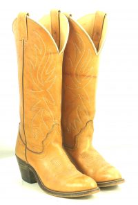 Laredo Tall Caramel Brown Leather Western Cowboy Boots Hi Heel US Made Women