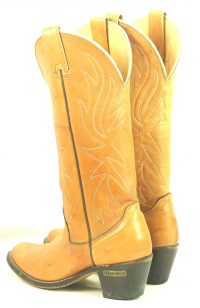 Laredo Tall Caramel Brown Leather Western Cowboy Boots Hi Heel US Made Women