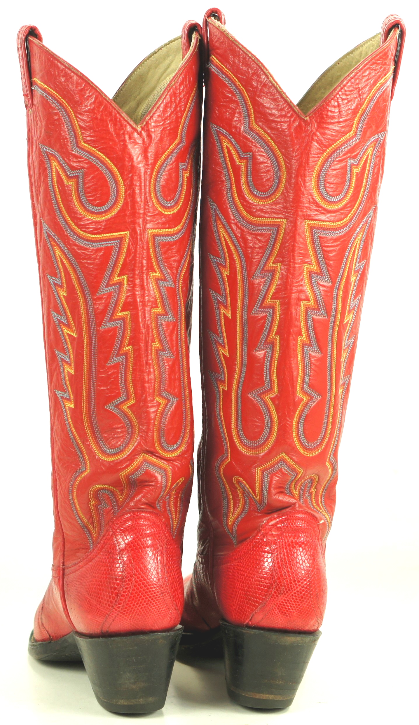 Larry Mahan Lipstick Red Tall Knee Hi Cowboy Boots Vintage US Made Women