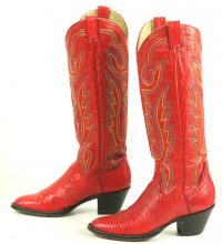 Larry Mahan Lipstick Red Tall Knee Hi Cowboy Boots Vintage US Made Women