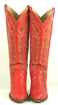 Larry Mahan Lipstick Red Tall Knee Hi Cowboy Boots Vintage US Made Women