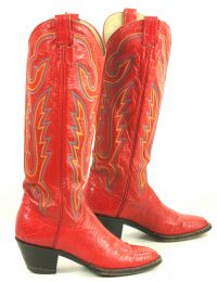 Larry Mahan Lipstick Red Tall Knee Hi Cowboy Boots Vintage US Made Women
