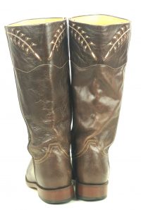 Loblan Anthropology Tall Brown Inlay Leather Flat Top Riding Boots Women (6)