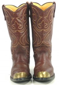Mason Brown Leather Cowboy Western Work Boots Vinram Soles Vintage US Made (5)