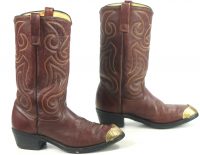 Mason Brown Leather Cowboy Western Work Boots Vinram Soles Vintage US Made (7)
