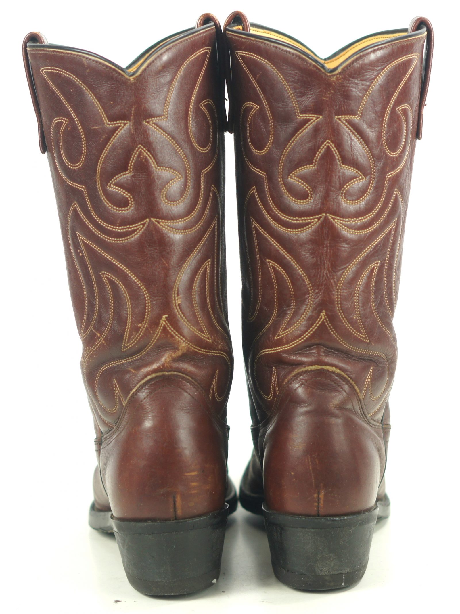 Mason Brown Leather Cowboy Western Work Boots Vinram Soles Vintage US Made (8)