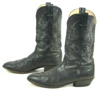 Nocona Black Leather Western Cowboy Boots Vintage 1990 US Made Men