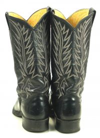 Nocona Black Leather Western Cowboy Boots Vintage USA Made Snip Toe Men