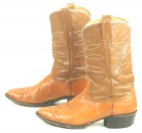 Nocona Distressed Caramel & Brown Cowboy Boots Vintage USA Made Men
